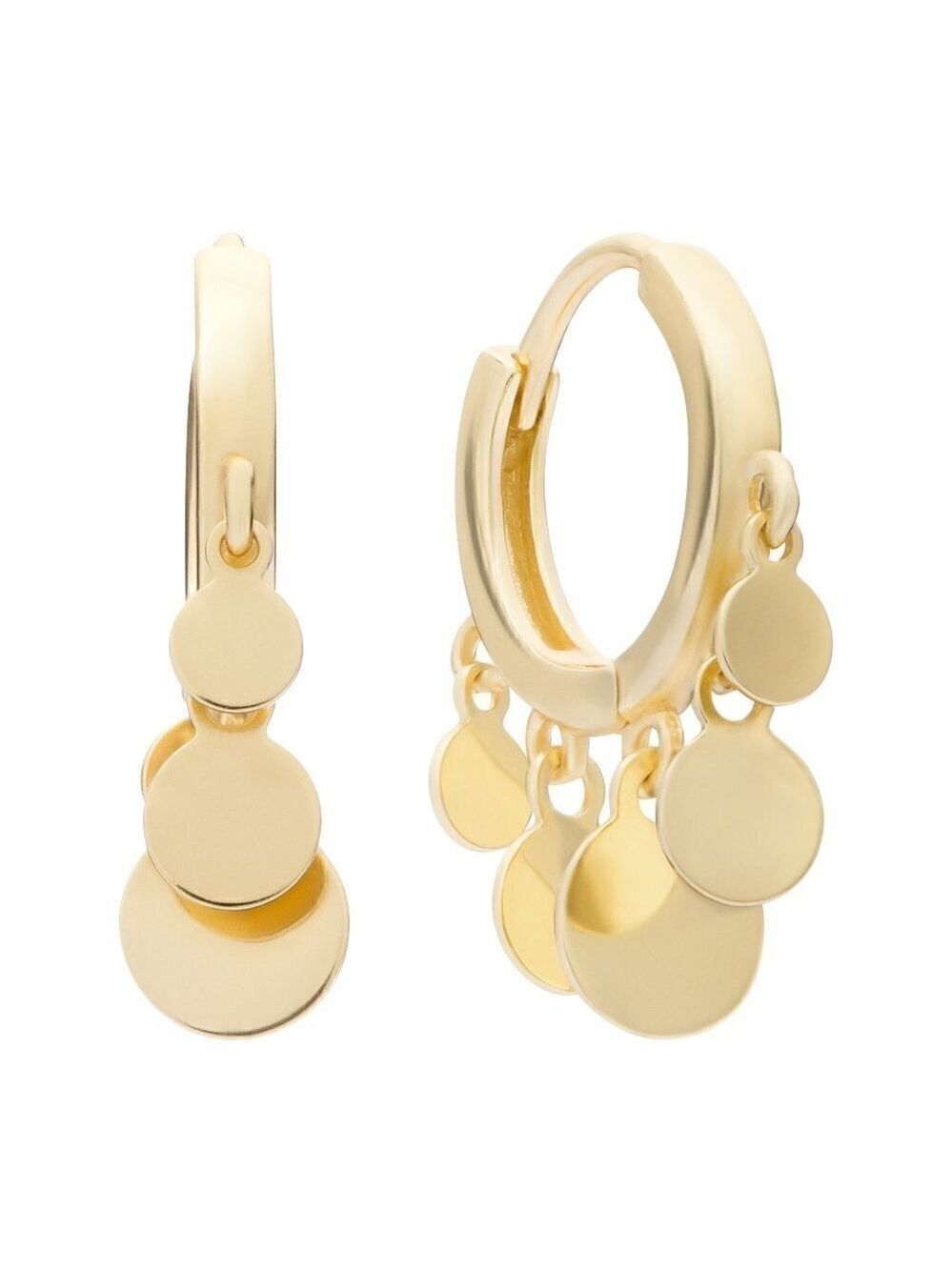 Gold Tone Hoop earrings with Coin Clusters